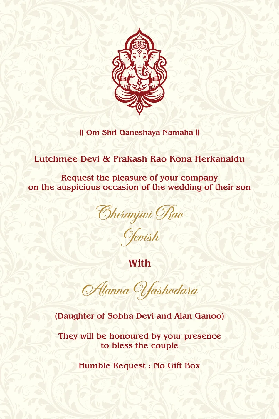 With the blessings of Lord Ganesha — the families of Jevish and Alanna